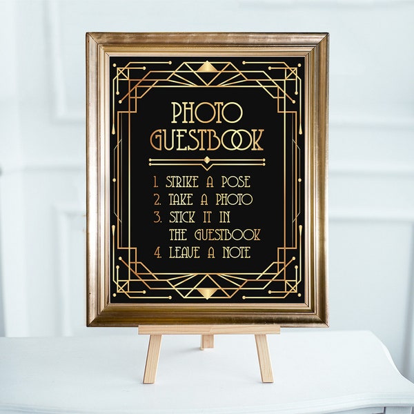 Photo guest book sign, printable files. For photo booth album, wedding picture guestbook with instant photos. Unique idea of guest sign in.