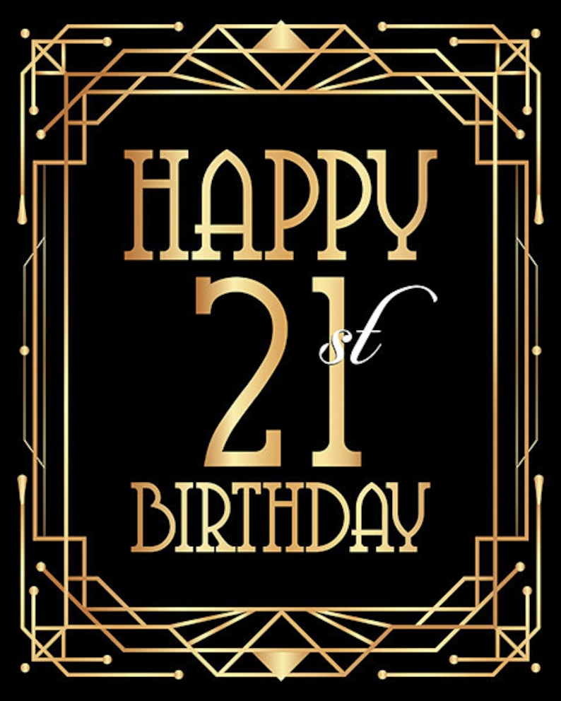 Happy 21st Birthday Sign Printable Birthday Poster. Twenty Etsy