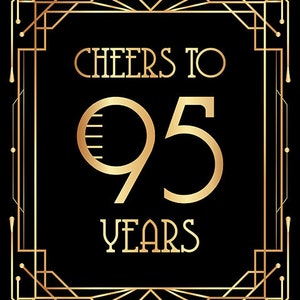 Cheers to 95 Years Printable Sign, Poster, Print. 95th Birthday ...