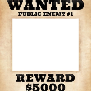 Photo booth frame prop. Printable wanted poster. Wanted sign. Prohibition party supplies. Party decoration. Great Gatsby party decor. image 2