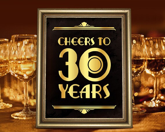 Cheers To 30th Years 30th Birthday Party Decor Great Gatsby Etsy