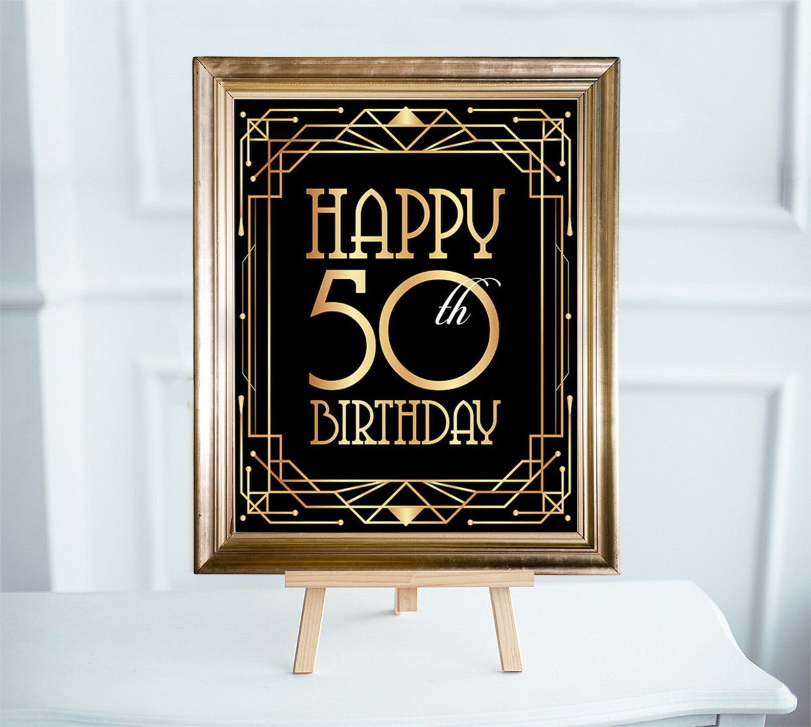 Happy 50th Birthday Sign Printable Birthday Poster. Fiftieth Etsy
