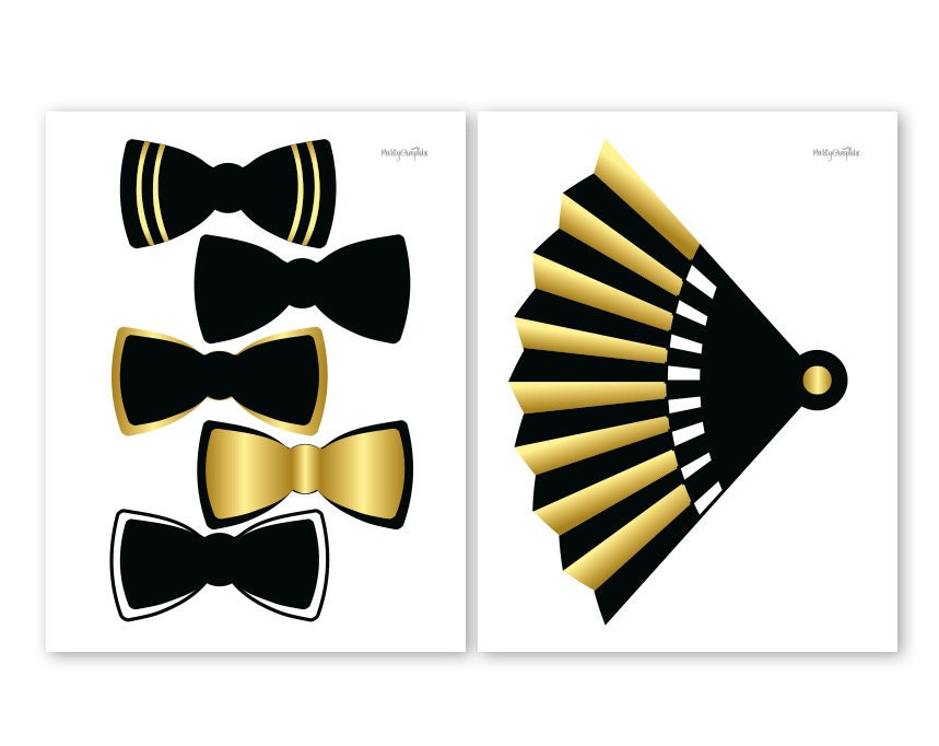 Gatsby Photo Booth Props PRINTABLE PDF. Great Gatsby Party Props. Roaring Twenties Party Photobooth. Roaring 20s Party. Black and Gold Props - Etsy