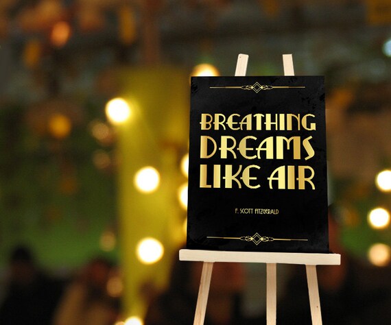 Art Deco Fitzgerald Quote Poster Gatsby Party Decoration Etsy