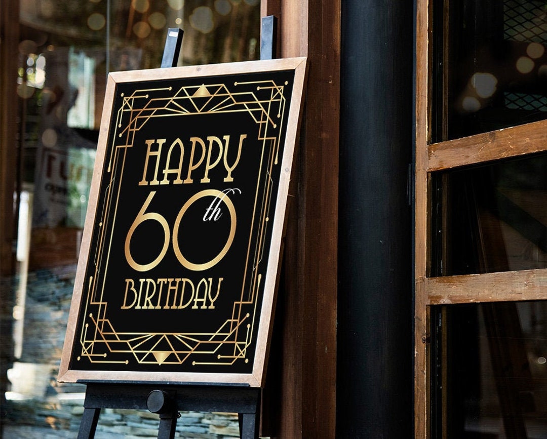 Happy 60th Birthday Sign, Printable Birthday Poster. Sixtieth Birthday ...