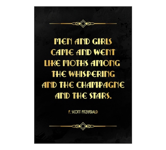 Great Gatsby Party Decor. F. Scott Fitzgerald Quote Poster