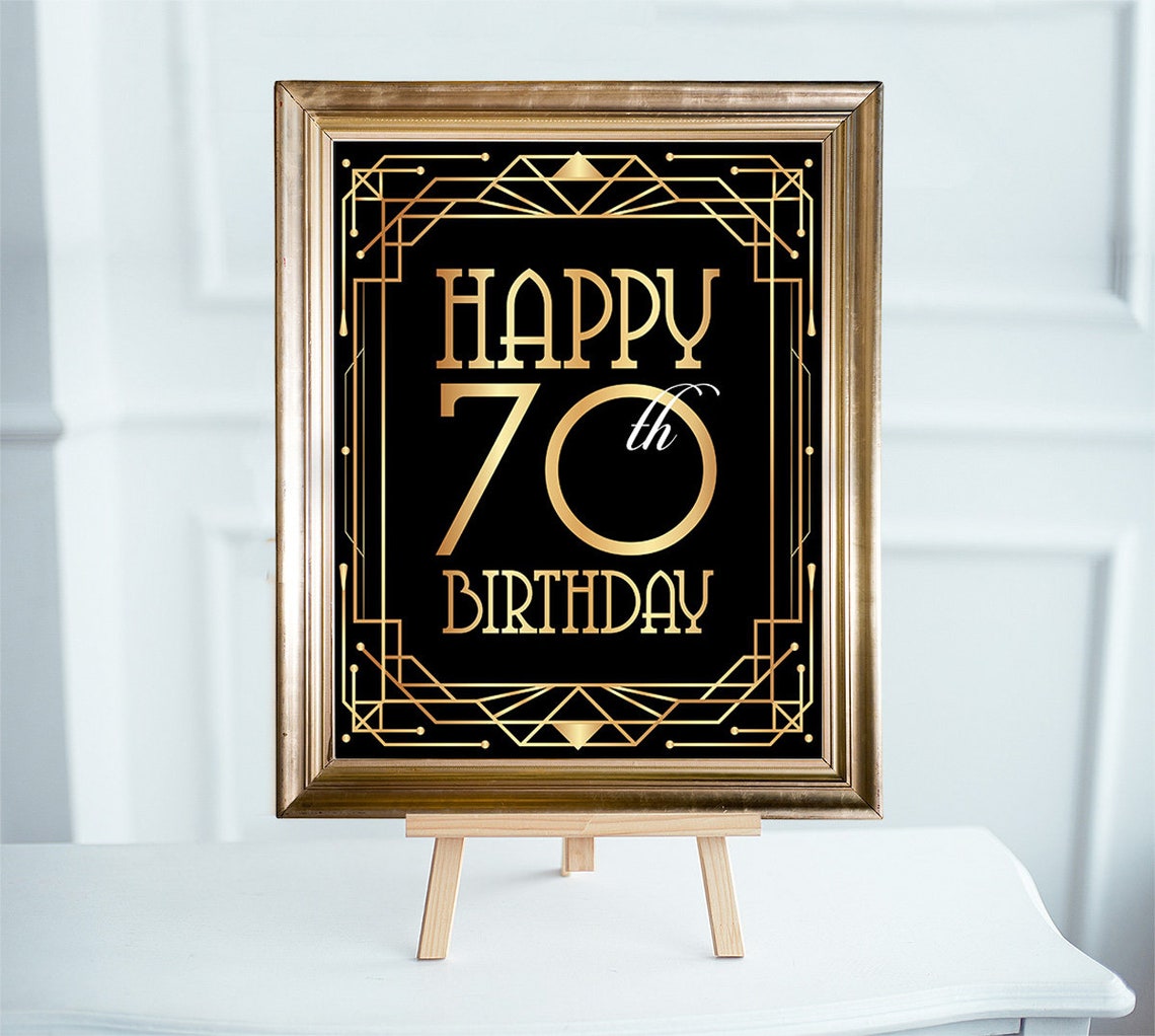 Happy 70th Birthday Sign Printable Birthday Poster Etsy