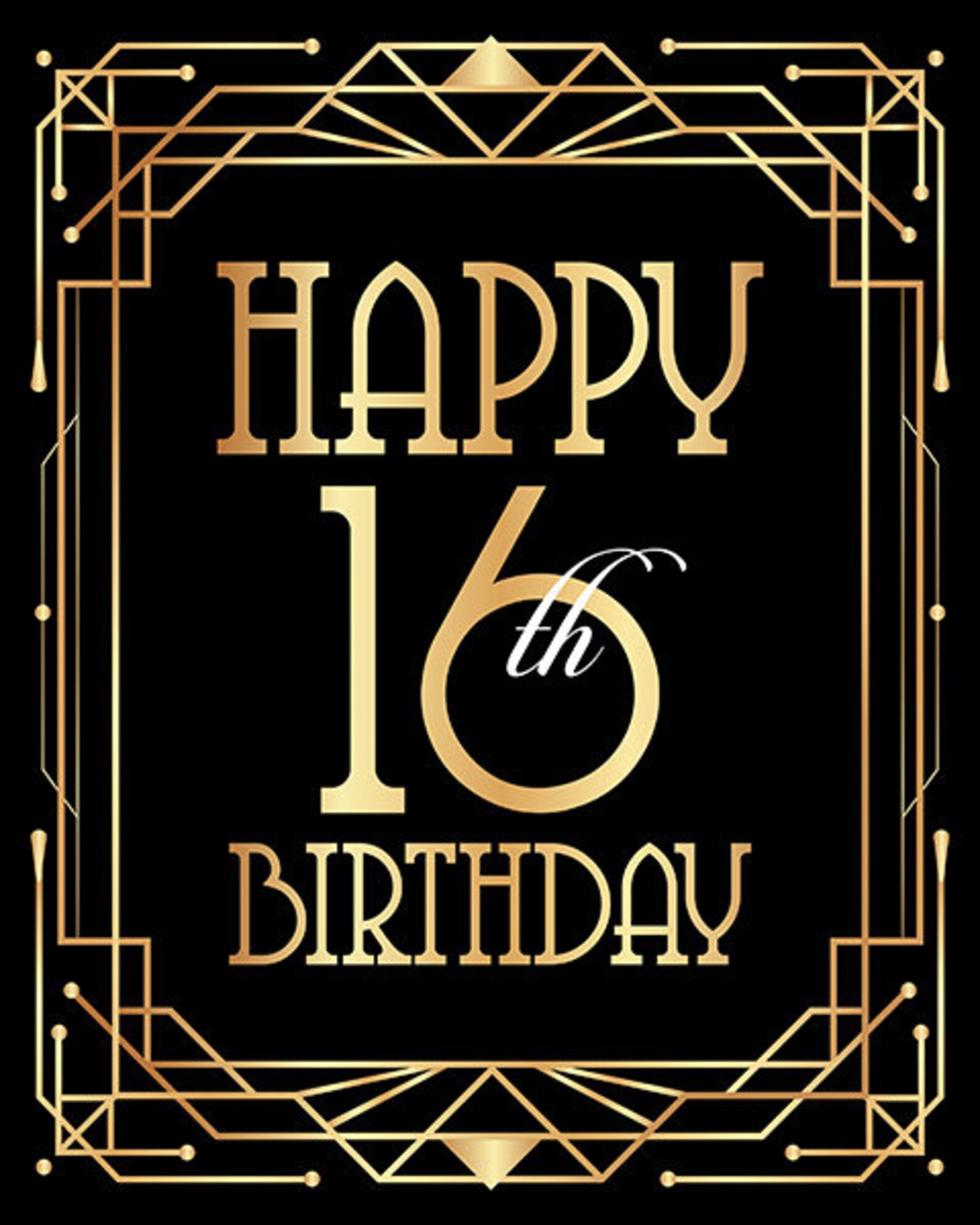 Happy 16th Birthday Sign Printable Birthday Poster Sweet 16 Etsy