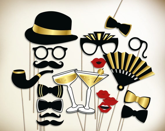 Gatsby Photo Booth Props Printable Pdf Great Gatsby Party Etsy