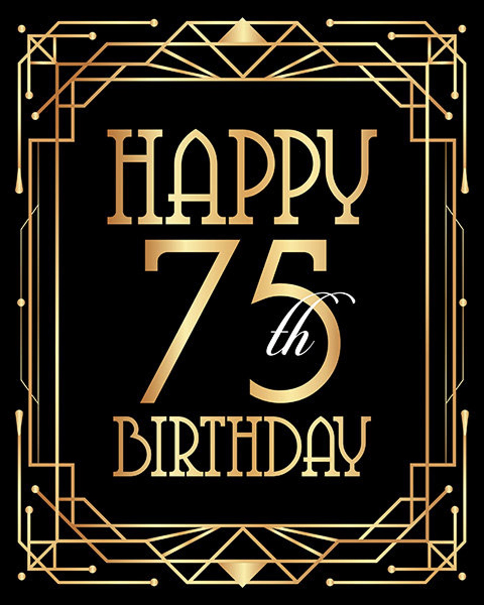 Happy 75th Birthday Sign Printable Birthday Poster Seventy Etsy