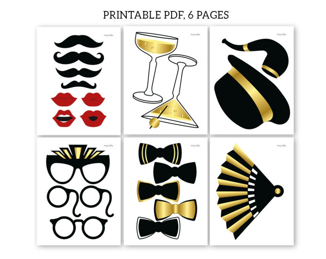 Gatsby photo booth props PRINTABLE PDF. Great Gatsby party | Etsy