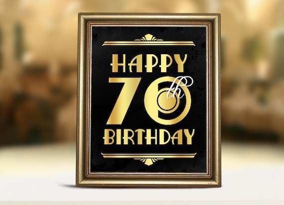 Birthday Decorations Happy 70th Birthday Printable Sign 70th Etsy