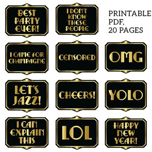 Great Gatsby Photo Booth Props Printable PDF. Gatsby Props. New Years ...