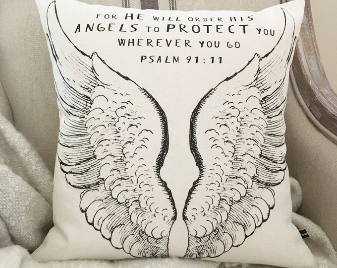 Angel Wings Pillow Cover Psalm 9111 Pillow Layering Pillow Etsy
