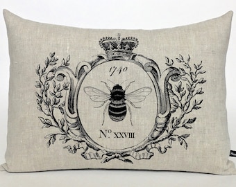 Fancy Bee pillow cover; Bee Frame pillow; French lumbar pillow; Farmhouse, shabby, cottage, French Country decor; #221