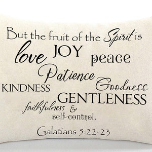 Fruit of Spirit pillow cover; Galatians 5:22-23 pillow; lumbar pillow; Christian, Scripture, Prayer, Bible; #317