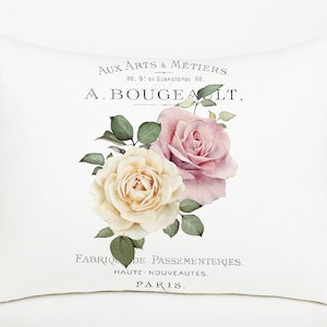 French Roses Lumbar Pillow Cover: Paris Cottage Decor