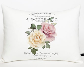 French Roses pillow cover; Paris Roses pillow; French lumbar pillow; French Country, Shabby, Cottage #256