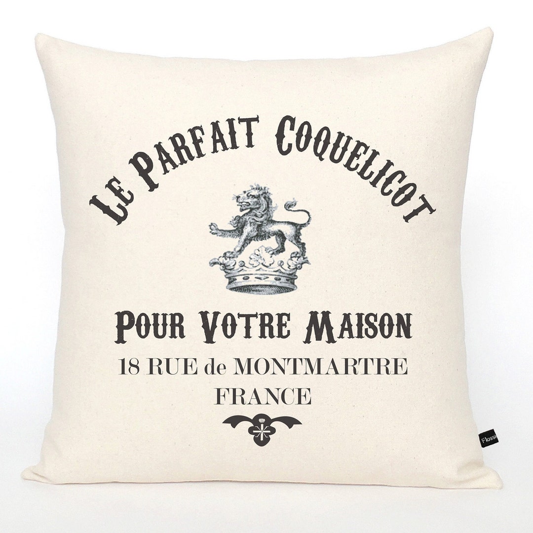 French Logo Pillow Cover French Words Pillow Layering - Etsy