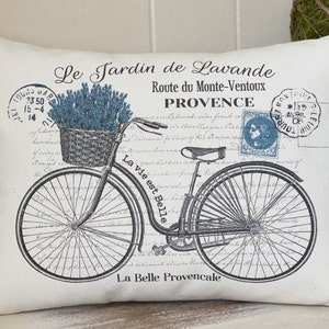 French Lavender Bike Lumbar Pillow Cover: Cottagecore Decor