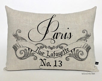 Paris Linen Lumbar Pillow Cover: French Country Cottage Decor