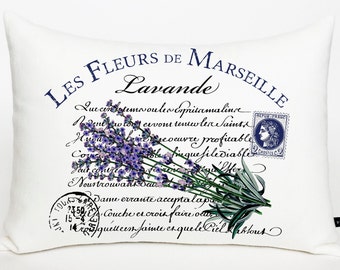 Lavender Floral pillow cover; Lavender Les Fleurs pillow; French lumbar pillow; French country, shabby, cottage, farmhouse decor; #207