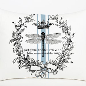 Dragonfly Wreath Lumbar Pillow Cover: French Farmhouse Style
