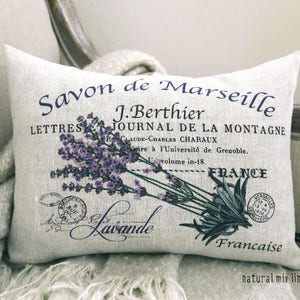 French Lavender Lumbar Pillow Cover: Cottagecore Floral Decor