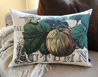 Autumn Pumpkin pillow cover; lumbar pillow; Fall, Thanksgiving, Holiday decor; #536