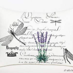 Dragonfly Lavender Lumbar Pillow Cover: French Country Linen
