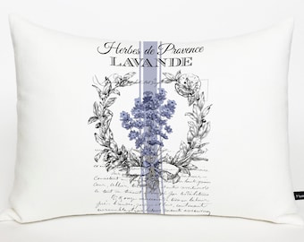 French Lavender Herbes de Provence pillow cover; French lumbar pillow; French Country, French farmhouse, shabby, cottage decor; #239