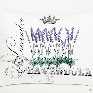 French Lavender Lumbar Pillow Cover: Rustic Linen, Farmhouse Decor
