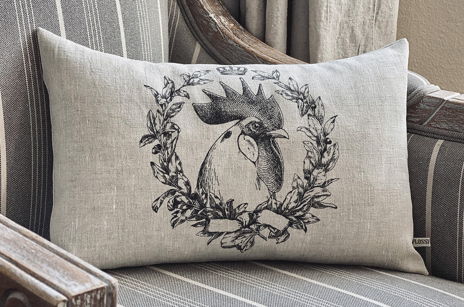 French Rooster Pillow Cover French Lumbar Pillow French Etsy