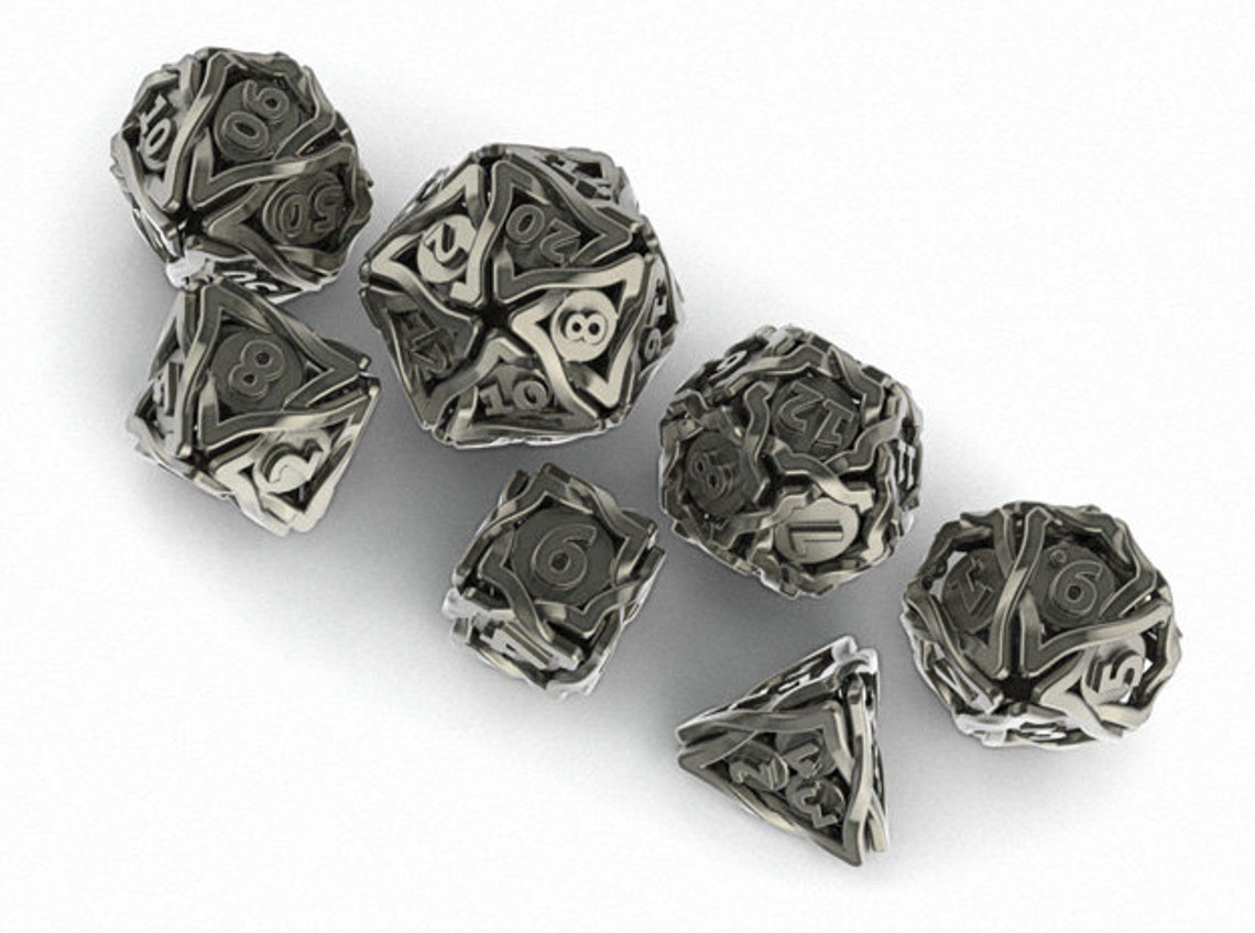 Stainless Steel Balanced Gaming Dice Set Decader Etsy