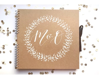 Medium kraft scrapbook, guest book, baby book, personalised, typography, gift