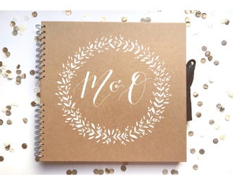 Large kraft scrapbook, guest book, baby book, personalised, typography, gift