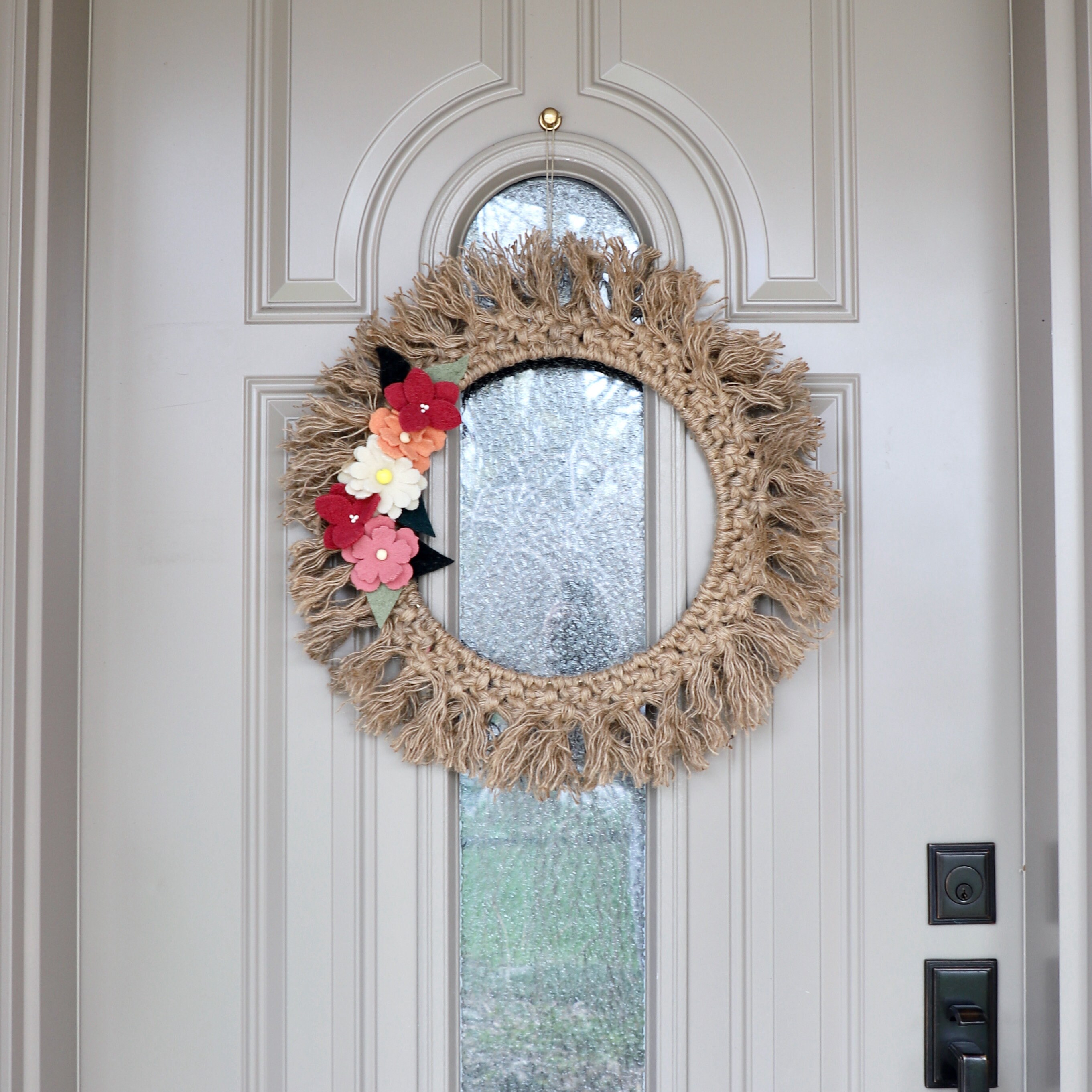 Floral Macrame Wreath Jute Rope Wreath Indoor/ Outdoor Etsy Canada