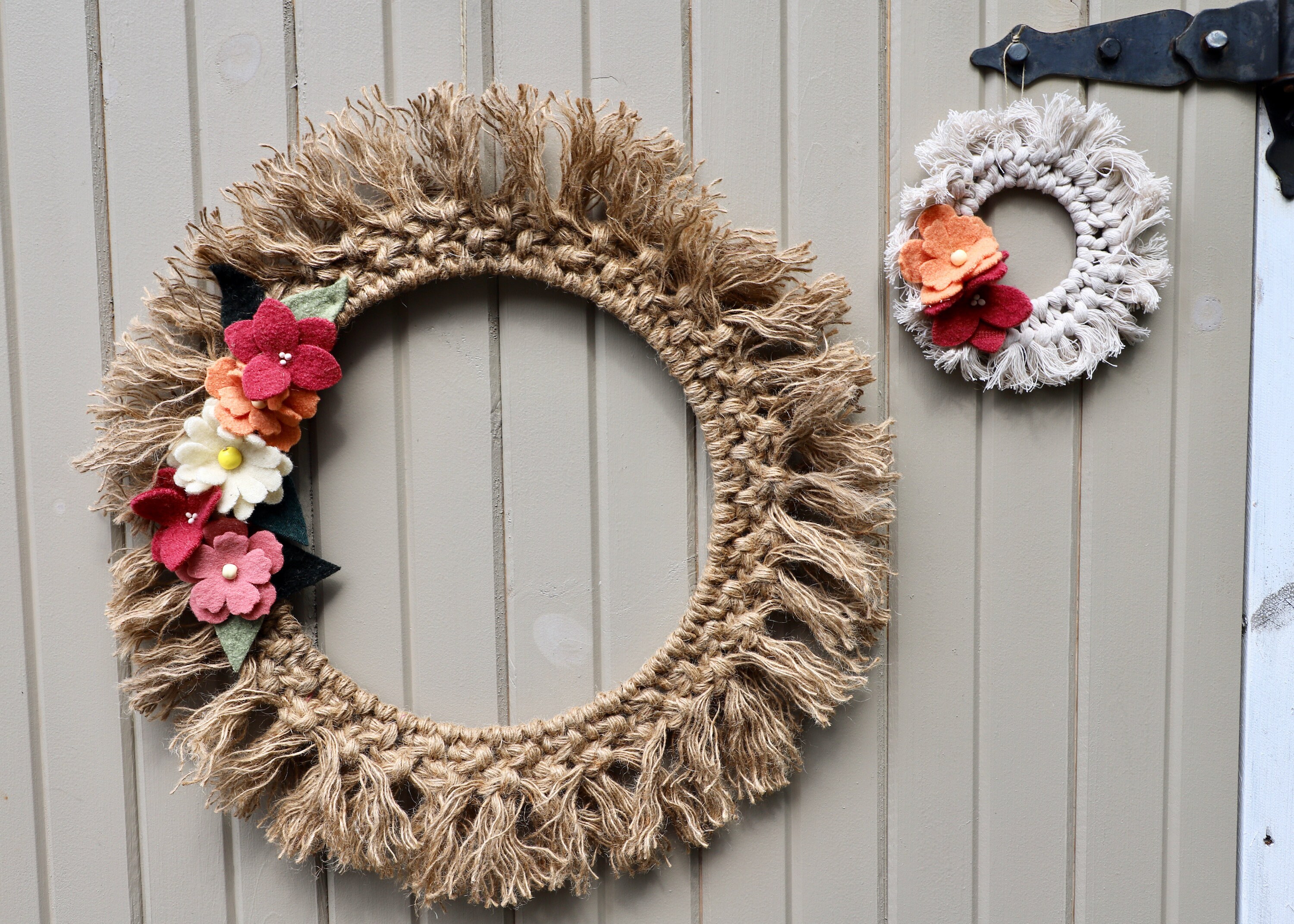 Floral Macrame Wreath Jute Rope Wreath Indoor/ Outdoor Etsy Canada