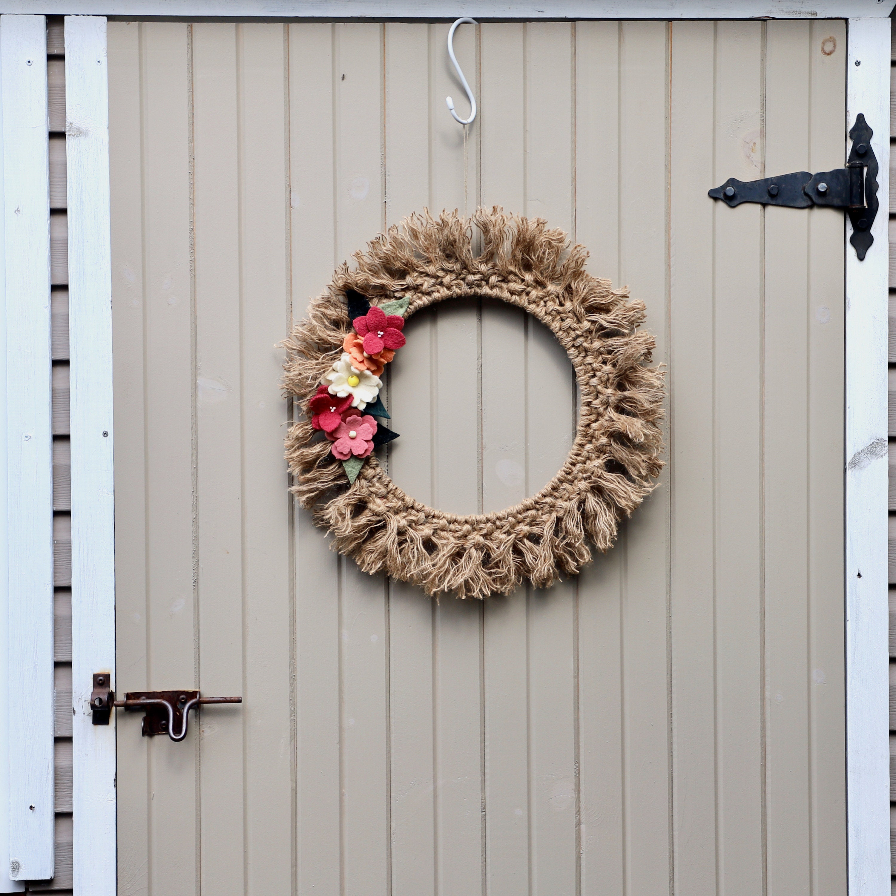 Floral Macrame Wreath Jute Rope Wreath Indoor/ Outdoor Etsy Canada