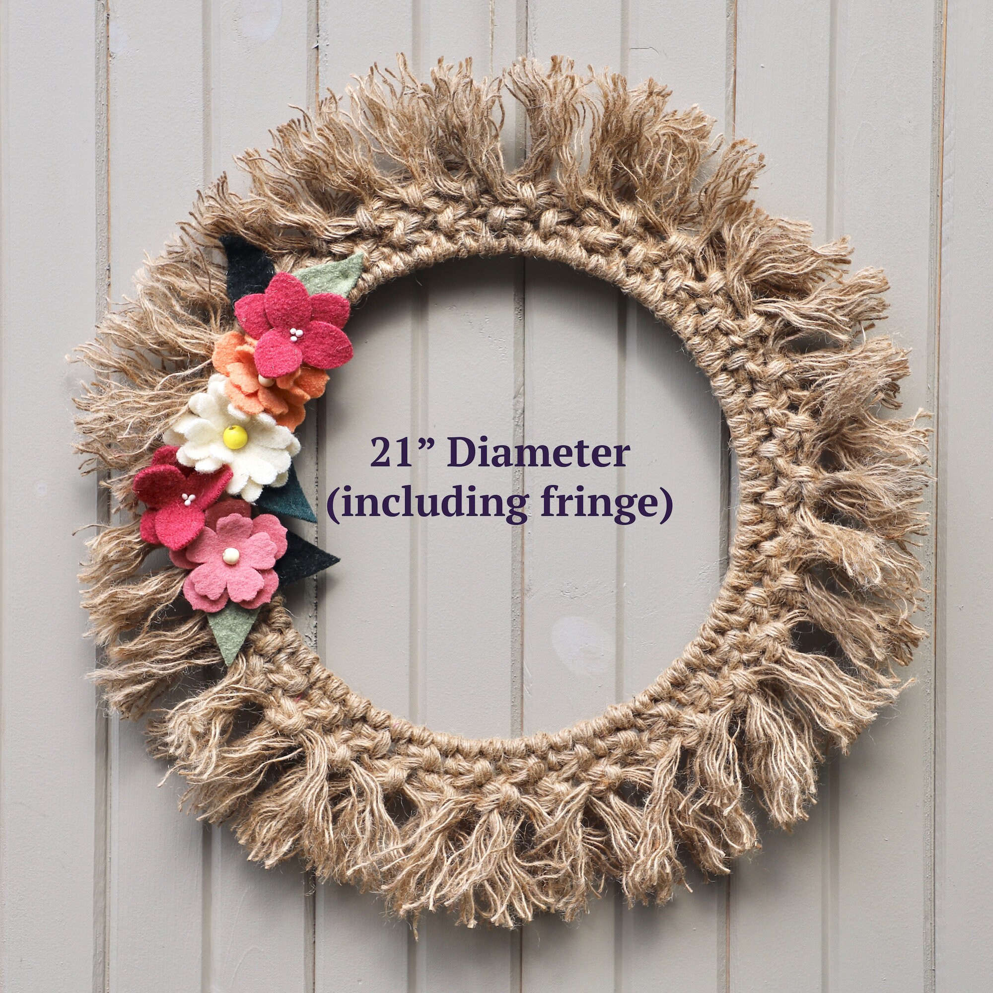 Floral Macrame Wreath Jute Rope Wreath Indoor/ Outdoor Etsy Canada