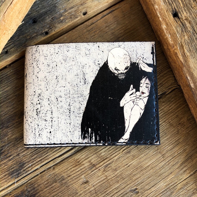 Leather Bifold Wallet with Artwork by Ruffymutt Vampire/'s Embrace