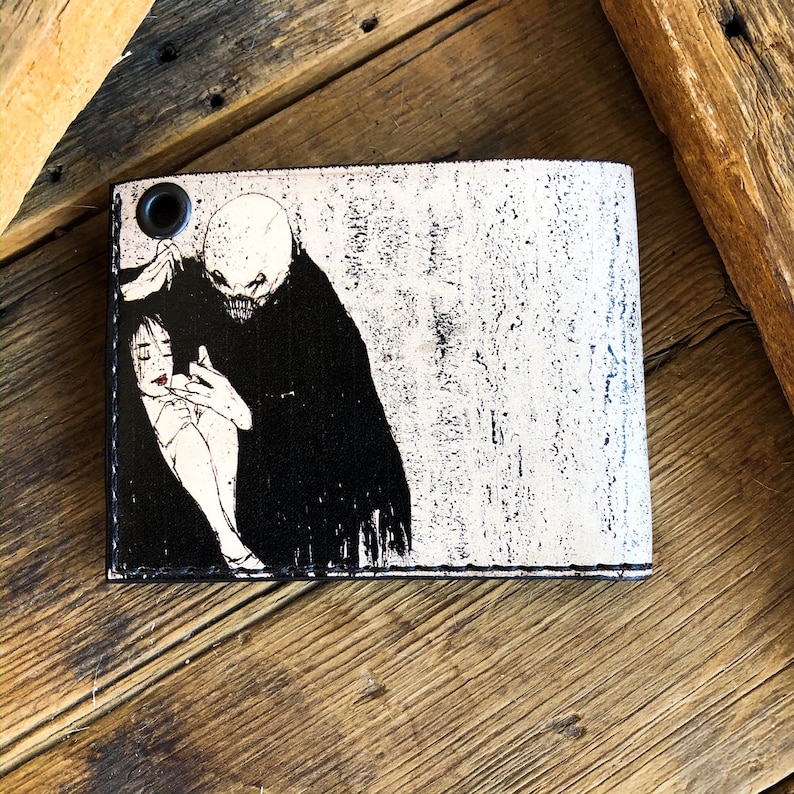 Leather Bifold Wallet with Artwork by Ruffymutt Vampire/'s Embrace