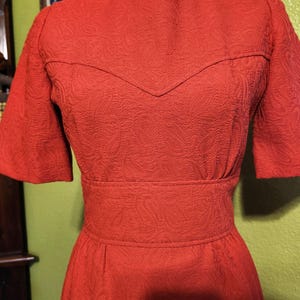 1960s vintage short sleeves mod red shift dress 60s 70s knee length small