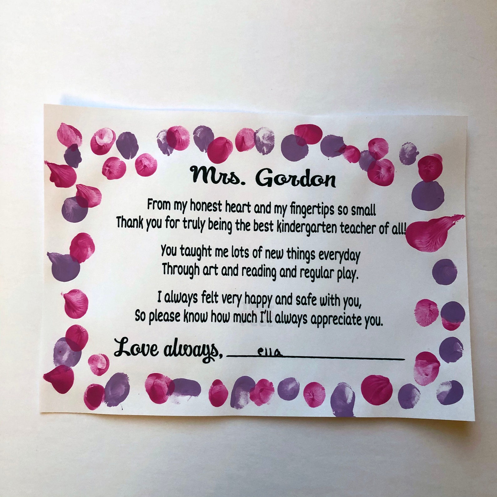 Printable Kindergarten Teacher Thank You Gift Personalized - Etsy