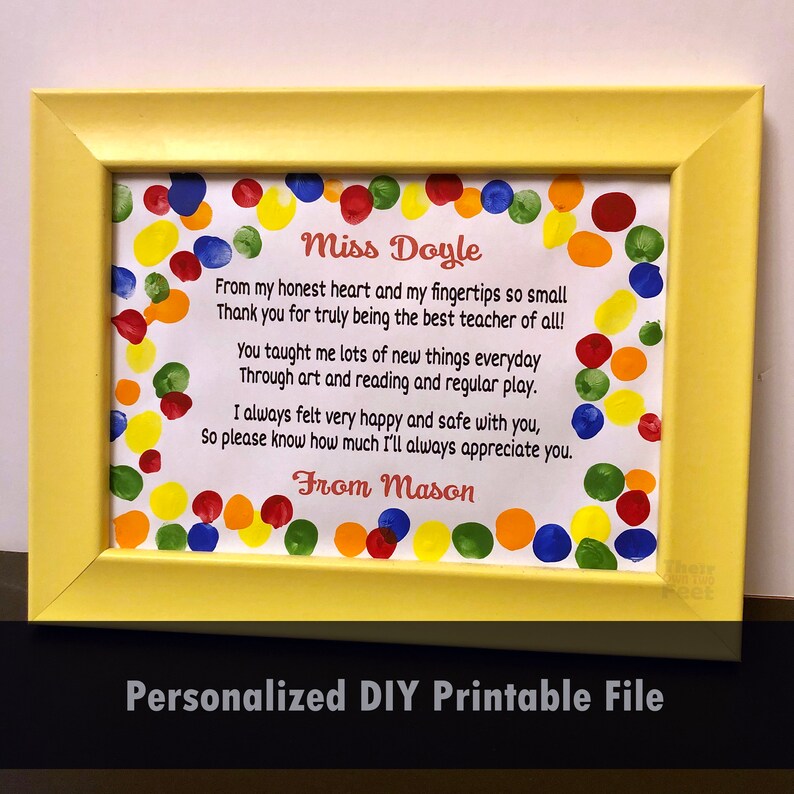 Printable Kindergarten Teacher Thank You Gift Personalized Etsy