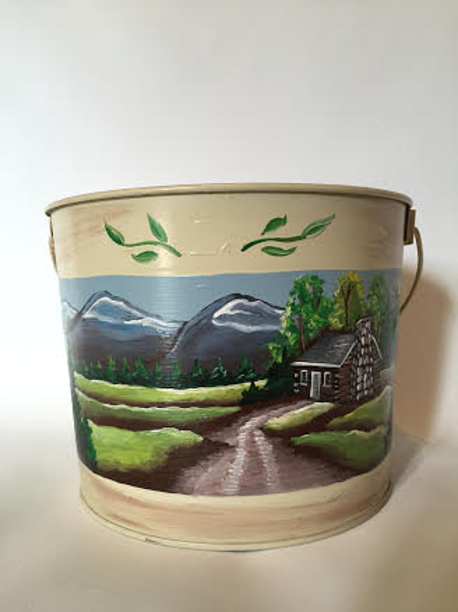 Hand Painted Metal Bucket Etsy