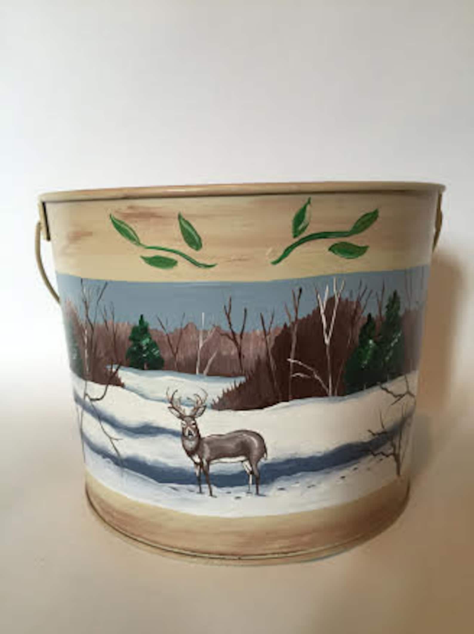 Hand Painted Metal Bucket Etsy