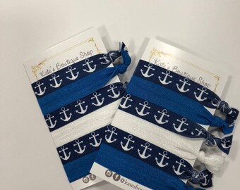 Nautical Hair ties , anchor hair ties , summer hair ties , cute hair ties