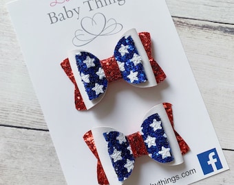 Firecracker Hair Clippie Felt Hair Clip Toddler Barrette Little Girl Bows Hair Accessories Fourth Of July Holiday Bow