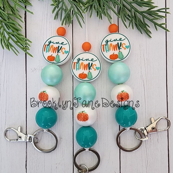 Give thanks, Thanksgiving, teacher lanyard, lanyard, teacher, badge holder, ID holder, breakaway, teacher, lanyard necklace, fall lanyard